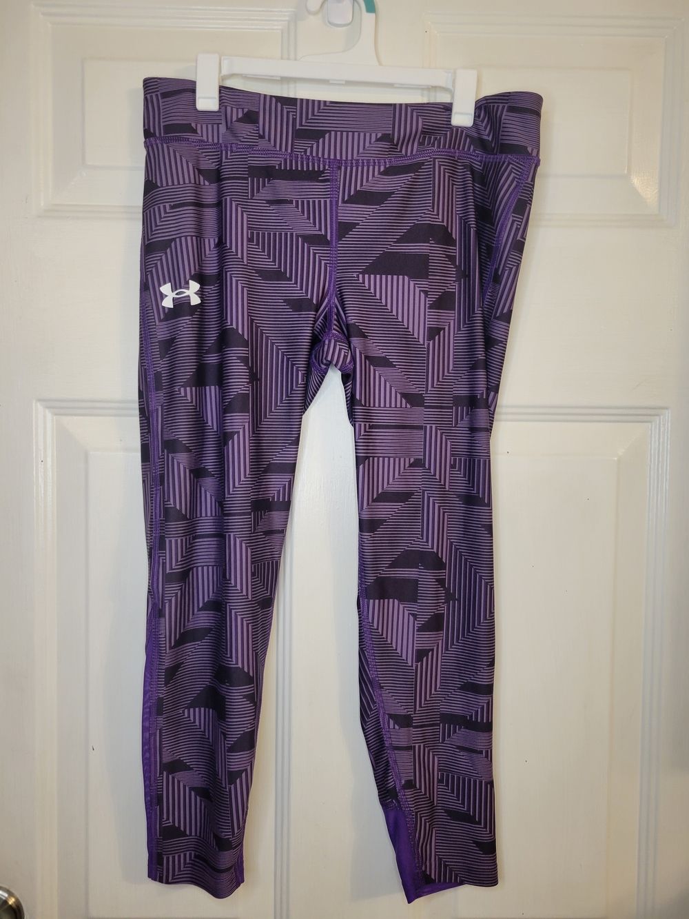 Under Armour Girls Purple Geo Print Leggings - Picture 3 of 7